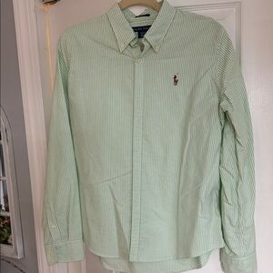 Ralph Lauren Women’s Mint Striped Button Down Shirt